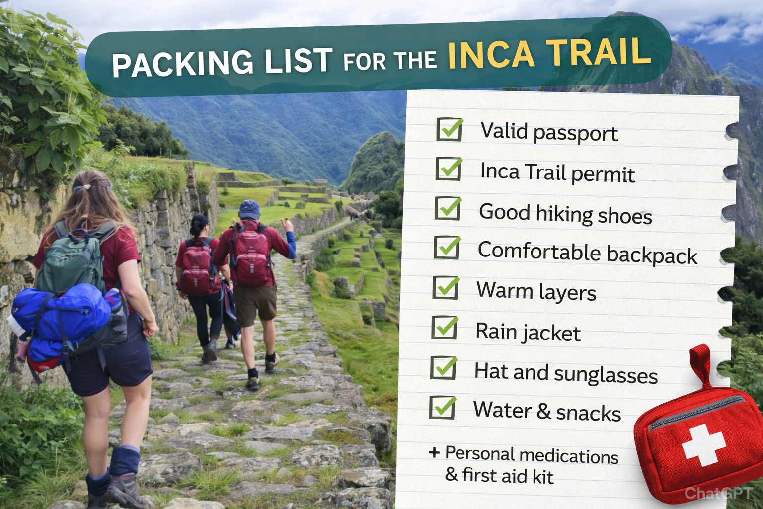 packing list for the inca trail