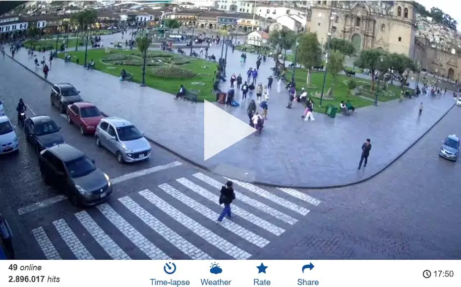 Cámara web 【EN VIVO】de la Plaza de Armas del Cusco