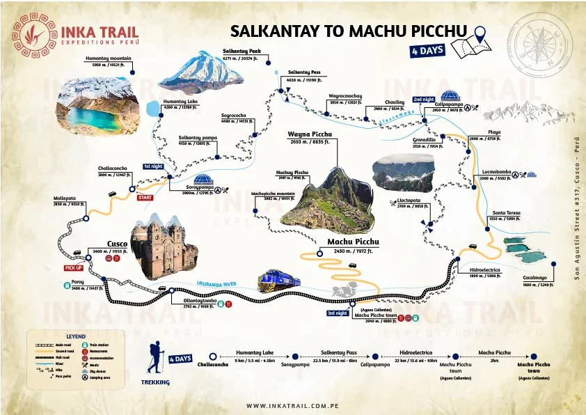 mapa salkantay to machu picchu 3 days